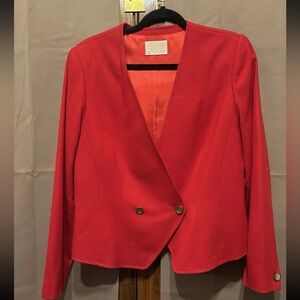 Vtg Pendleton Red Virgin Wool Coat Double Breasted Jacket Womens Blazer Size 14